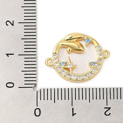Brass Pave Colorful Cubic Zirconia Whale Connector Charms ZIRC-P110-08G-1