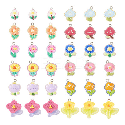 48Pcs 12 Styles Translucent Resin Pendants RESI-TA0001-93-1