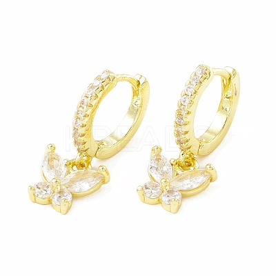 Cubic Zirconia Butterfly Dangle Hoop Earrings EJEW-H086-01G-1