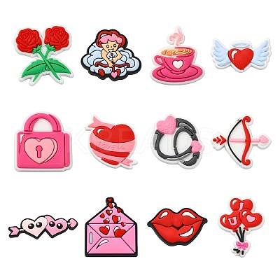 60Pcs 12 Styles Valentine's Day Theme PVC Cabochons FIND-CJ0011-21-1