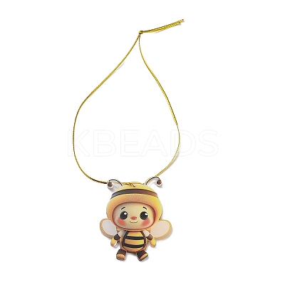 Cute Bees Acrylic Pendant Decoration HJEW-G026-01B-1