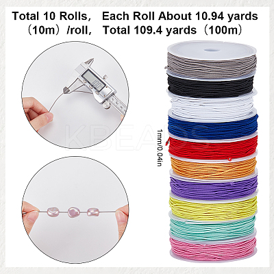 1 Group 10 Colors Round Polyester Elastic Cord EC-SC0001-01-1