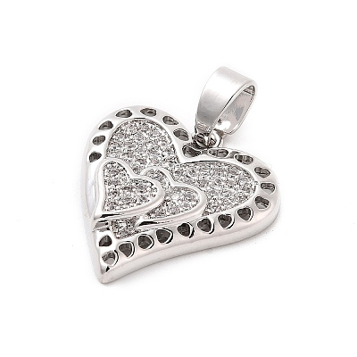 Rack Plating Brass Micro Pave Cubic Zirconia Pendants KK-M082-03P-1