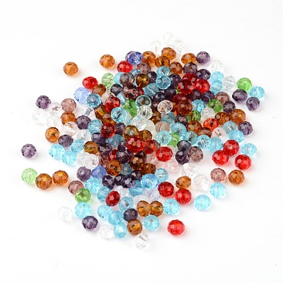 Faceted Rondelle Transparent Glass Beads GLAA-R152-4mm-M1-1