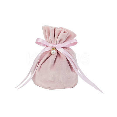 Velvet Jewelry Bags with Drawstring & Plastic Imitation Pearl LS-TP-CJC0001-03C-1