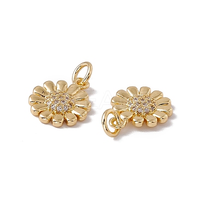 Brass Micro Pave Clear Cubic Zirconia Charms KK-G439-33G-1