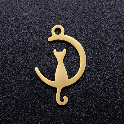 Ion Plating(IP) 201 Stainless Steel Kitten Pendants STAS-Q201-JN272-2-1