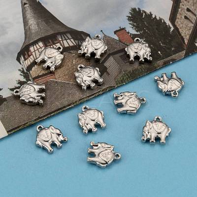 Tarnish Resistant 201 Stainless Steel Elephant Charms X-STAS-Q192-15-1