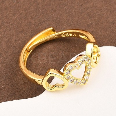Brass Micro Pave Cubic Zirconia Cuff Rings for Women RJEW-Z113-26G-1