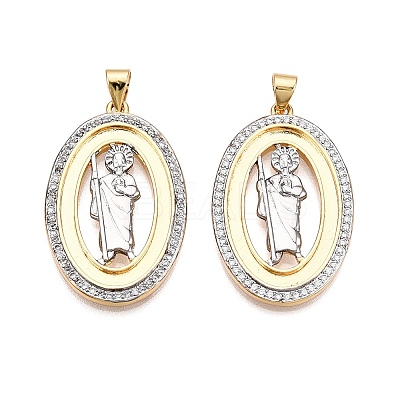 Brass Micro Pave Cubic Zirconia Pendants KK-T070-23G-01-1