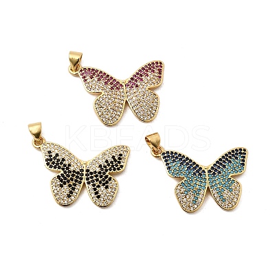 Brass Micro Pave Cubic Zirconia Pendants KK-I360-023G-1-1
