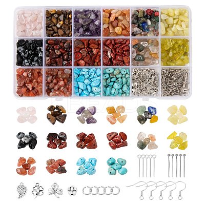DIY Mixed Stone Chip Beads Jewelry Set Making Kit DIY-FS0002-35-1