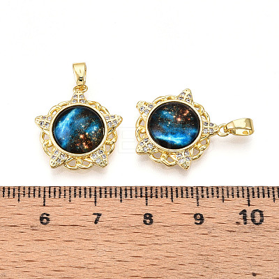 Brass Micro Pave Cubic Zirconia Pendants KK-N257-35G-1