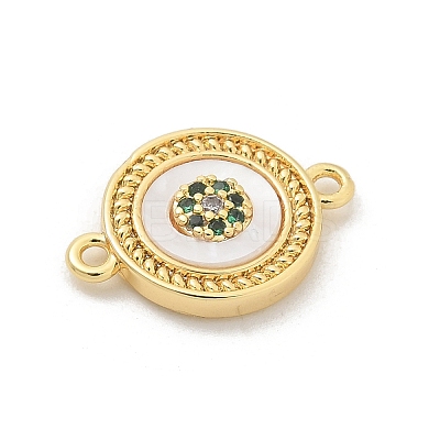 Brass Micro Pave Clear Cubic Zirconia Connector Charms KK-M303-04G-06-1