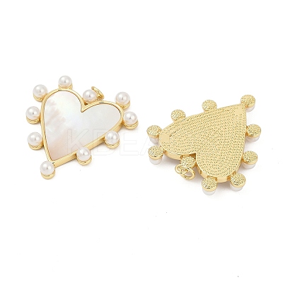 Brass Pave Natural Freshwater Shell Pendants X-KK-U058-25G-02-1