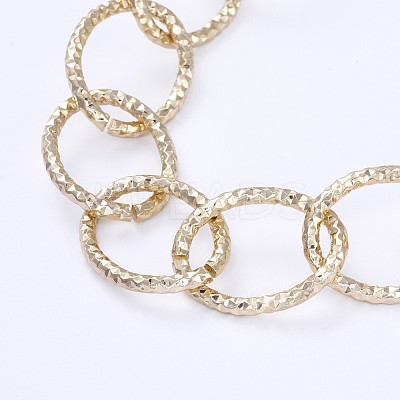 Aluminum Textured Cable Chain Bracelets & Necklaces Jewelry Sets SJEW-JS01094-03-1