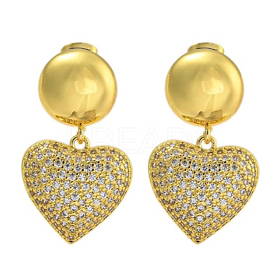 Rack Plating Brass Micro Pave Clear Cubic Zirconia Stud Earrings EJEW-I313-15C-G-1