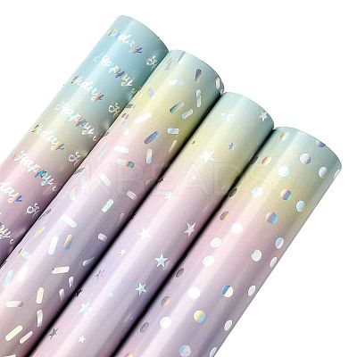 Rainbow Gradient Birthday Gift Wrapping Paper DIY-FZC0002-03A-1