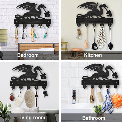 Wood & Iron Wall Mounted Hangers HJEW-WH0055-028-1