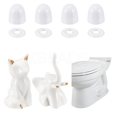 Round Plastic Push-On Toilet Bowl Bolt Caps Covers with Extra Washers and Ceramics Display Decorations AJEW-NB0008-28-1