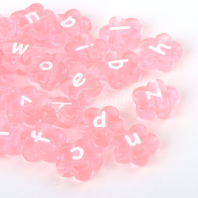 Transparent Acrylic Flower Horizontal Hole Letter Beads TACR-Q101-02D-1