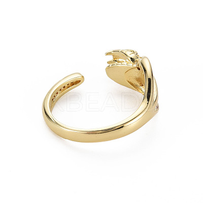Green Cubic Zirconia Snake Wrap Cuff Ring RJEW-N035-076-NF-1