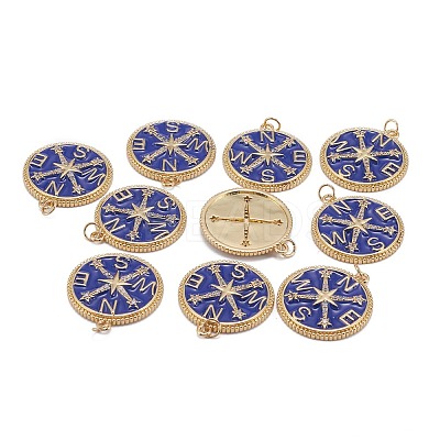 Eco-Friendly Brass Micro Pave Clear Cubic Zirconia Enamel Pendants ZIRC-C024-01G-03-1