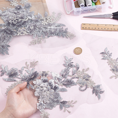 Flower Polyester Embroidery Sew on Appliques PATC-WH0020-33B-1