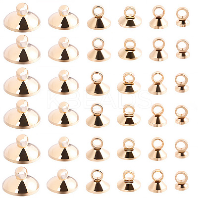 120Pcs 6 Styles Brass Bead Cap Pendant Bails DIY-SP0004-25LG-1