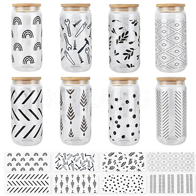 8Pcs 8 Styles PVC Plastic Waterproof Decorative Sticker Labels DIY-SP0004-93A-1