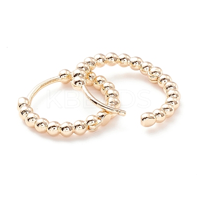 Rack Plating Brass Beaded Huggie Hoop Earrings for Women KK-D069-09G-RS-1