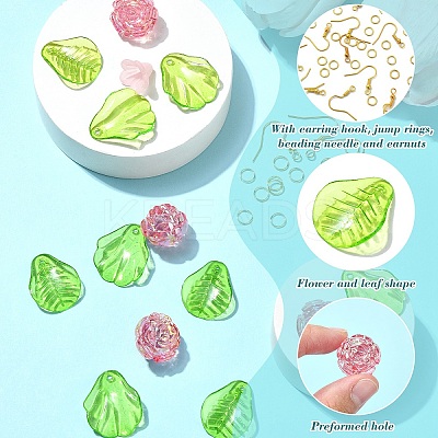 DIY Flower Leaf Acrylic Dangle Earring Jewelry Making Kits DIY-YW0010-07-1