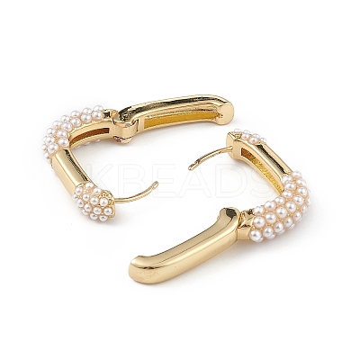 Plastic Imitation Pearl Oval Hoop Earrings EJEW-L234-071G-1