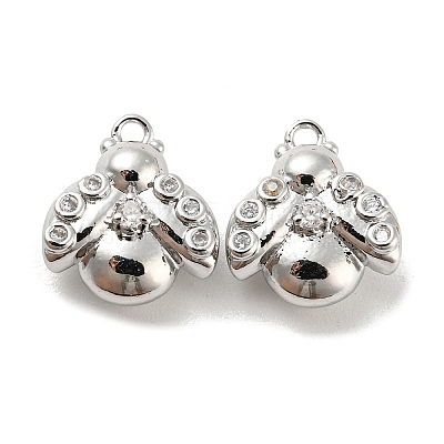 Brass Micro Pave Cubic Zirconia Charms KK-E090-02P-1