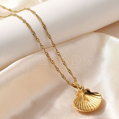 Summer Beach 304 Stainless Steel Pendant Rope Chain Necklaces for Women STAS-Z108-01G-07-1