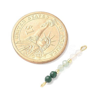 Faceted Round Natural Quartz Crystal & Green Aventurinee & Malachite Beaded Connector Charms PALLOY-JF03530-06-1
