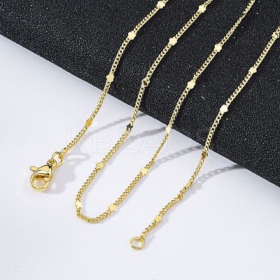 Brass Curb Chains with Star Necklace for Women NJEW-P265-11G-1