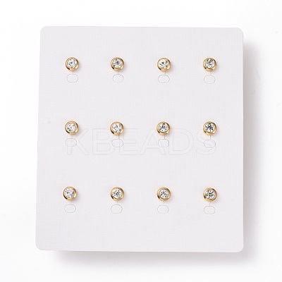 Ion Plating(IP) Rhinestone Column Stud Earrings EJEW-H357-04G-01-1