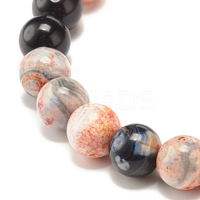 Dyed Natural Fire Crackle Agate Bead Stretch Bracelets BJEW-JB07519-1