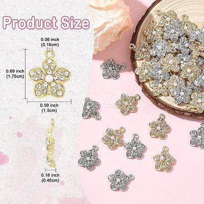20Pcs 2 Colors Alloy Rhinestone Pendants FIND-YW0010-37-1