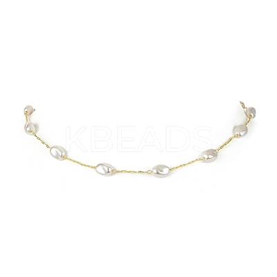 CCB Plastic Pearl Beaded Chain Necklace NJEW-JN04337-1