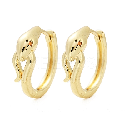 Snake Brass Micro Pave Cubic Zirconia Hoop Earrings EJEW-L299-03G-1