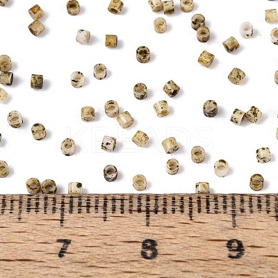 Spray Painted Picasso Cylinder Glass Seed Beads GLAA-T028-12A-11-1