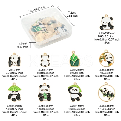 36Pcs 9 Styles Panda Theme Alloy Enamel Pendants ENAM-FS0002-31-1