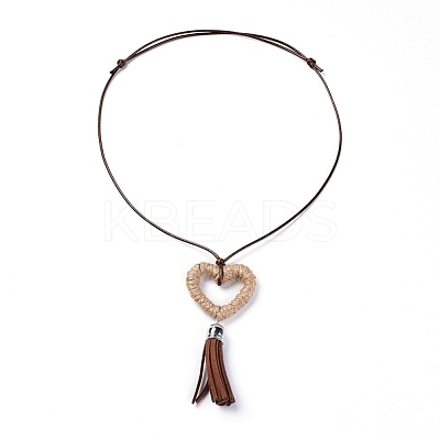 Korean Waxed Polyester Cord Pendants Necklaces NJEW-JN02328-03-1