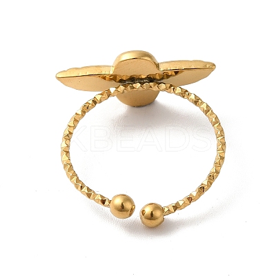 Ion Plating(IP) 304 Stainless Steel Owl Open Cuff Rings for Women RJEW-H136-01G-1