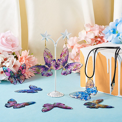 6 Colors Epoxy Resin Flower Print Big Pendants RESI-TA0002-60A-1