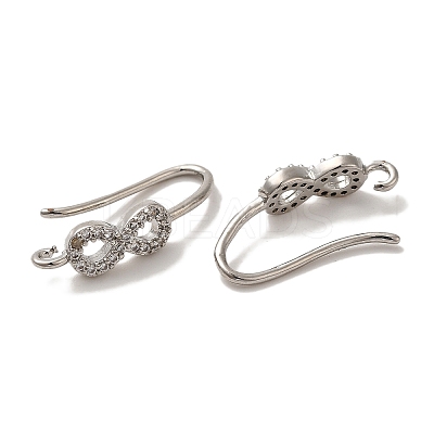 Rack Plating Brass Micro Pave Clear Cubic Zirconia Earring Hooks KK-A231-03P-1
