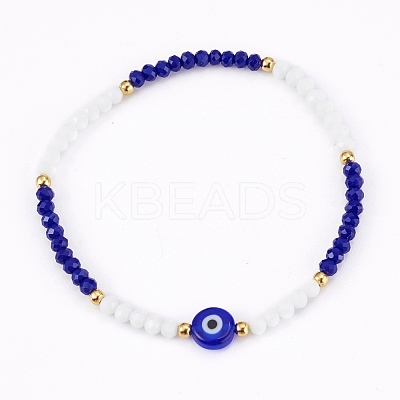 Faceted Glass Beaded Stretch Bracelets BJEW-JB05984-02-1