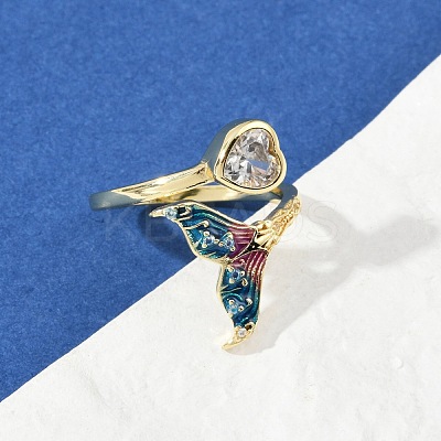 Brass Pave Clear Cubic Zirconia Cuff Rings RJEW-V013-01G-1